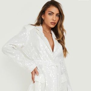 BOOHOO OVERSIZED SEQUIN BLAZER DRESS - Size 8